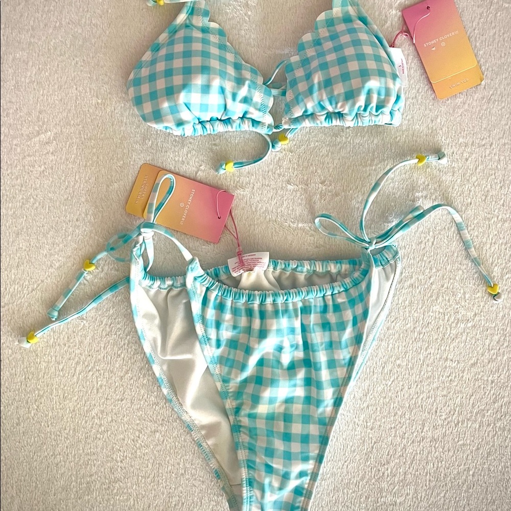 Stoney Clover two piece bathing suit. Baby blue & white. BRAND NEW WITH TAGS.